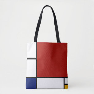 Mondriaan Samenstelling II in Rood, Blauw en Geel Draagtas