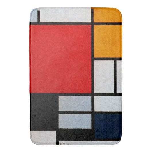 Mondriaan - Samenstelling met groot rood vliegtuig Badmat (Voorkant Verticaal)