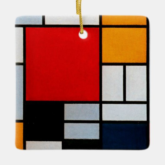 Mondriaan - Samenstelling met groot rood vliegtuig Keramisch Ornament (Voorkant)