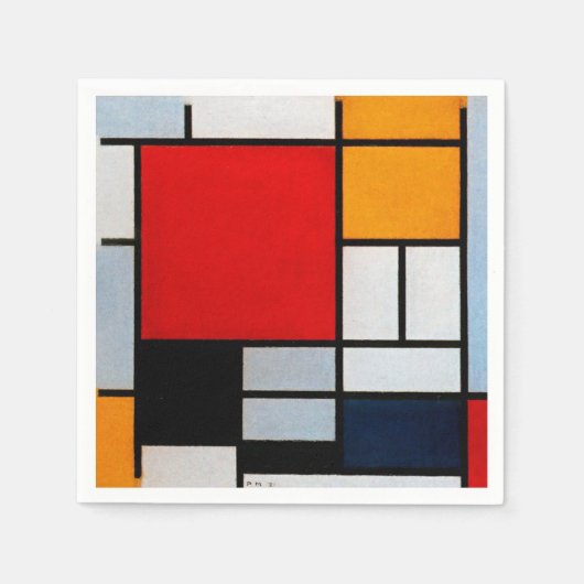 Mondriaan - Samenstelling met groot rood vliegtuig Servet (Voorkant)