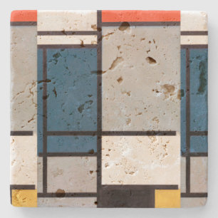 Mondriaan Samenstelling met rood, blauw, zwart, ge Stenen Onderzetter