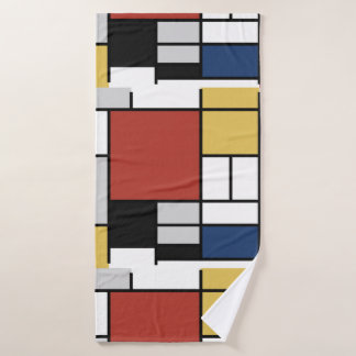 Mondriaan schilderend rood vlak Geel zwart Geel Bl Badhanddoek