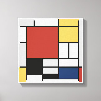 Mondriaan schilderend rood vlak Geel zwart Geel Bl Canvas Afdruk