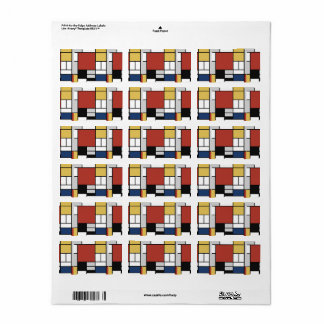 Mondriaan schilderend rood vlak Geel zwart Geel Bl Etiket