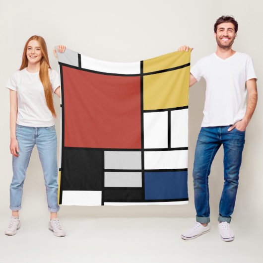 Mondriaan schilderend rood vlak Geel zwart Geel Bl Fleece Deken (In situ)