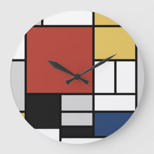 Mondriaan schilderend rood vlak Geel zwart Geel Bl Grote Klok