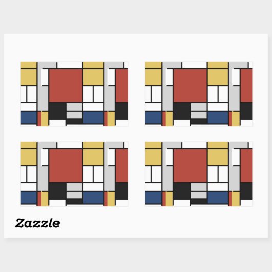 Mondriaan schilderend rood vlak Geel zwart Geel Bl Rechthoekige Sticker (Vel)