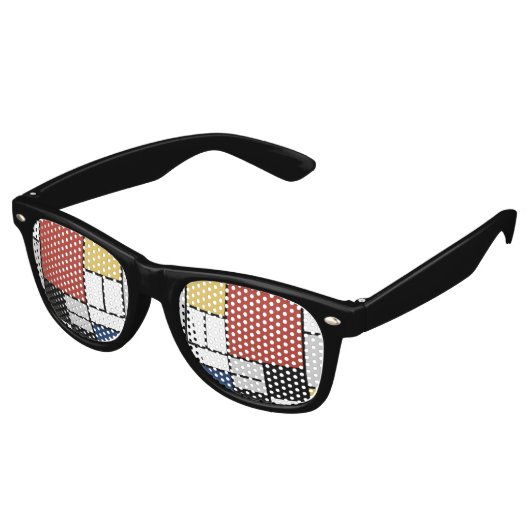 Mondriaan schilderend rood vlak Geel zwart Geel Bl Retro Zonnebril (Gekanteld)