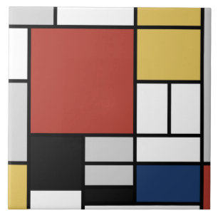 Mondriaan schilderend rood vlak Geel zwart Geel Bl Tegeltje