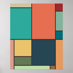 Mondriaan stijl Abstracte geometrische kunst retro Poster
