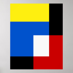Mondriaan stijl Abstracte geometrische kunst retro Poster