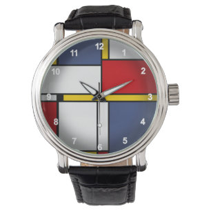Mondriaan Stijl Modern Abstract Kunstontwerp Horloge