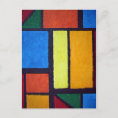 Mondriaan Stijl Oranje Groen Blauw Fuzzy Abstract Briefkaart (Voorkant)