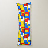 Mondriaan Style Red Blue Yellow Black Monogram Lichaamskussen (Achterkant (Verticaal))