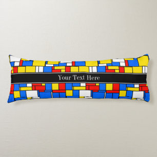 Mondriaan Style Red Blue Yellow Black Monogram Lichaamskussen
