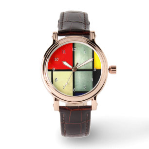 Mondriaan - Tableau 3, beroemd abstracte kunstwerk Horloge