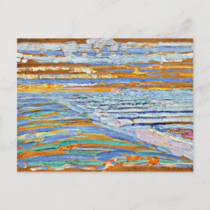 Mondriaan - Uitzicht van de Duinen met Beach en Pi Briefkaart