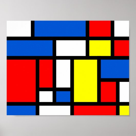 Mondriaan Yellow Red Blue Poster (Voorkant)