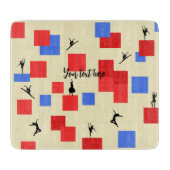 Mondriaan's dansende kubussen Blue Red Light Backg Snijplank (Voorkant)