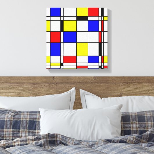 Mondriaanse minimalist De Stijl Modern art Canvas Afdruk (Insitu (Slaapkamer))