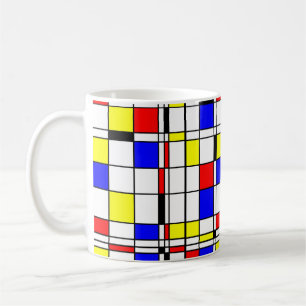 Mondriaanse minimalist De Stijl Modern art Koffiemok
