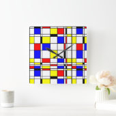 Mondriaanse minimalist De Stijl Modern art Vierkante Klok (Huis)
