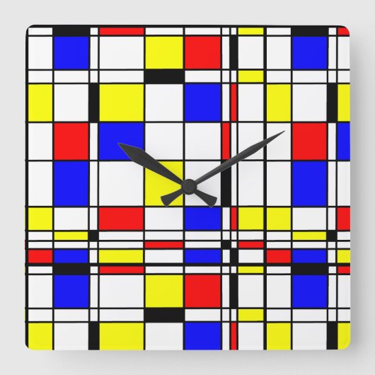 Mondriaanse minimalist De Stijl Modern art Vierkante Klok (Voorkant)