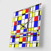 Mondriaanse minimalist De Stijl Modern art Vierkante Klok (Hoek)