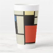 Mondriaanse samenstelling Moderne Abstracte schild Latte Mok (Voorkant)