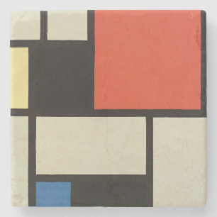 Mondriaanse samenstelling Moderne Abstracte schild Stenen Onderzetter