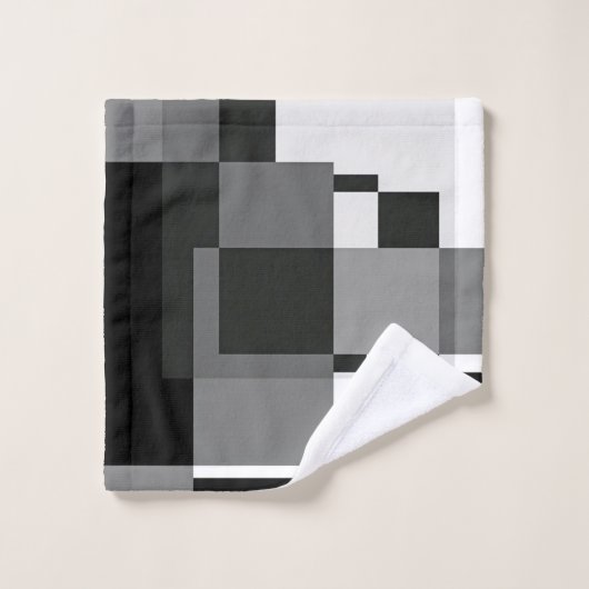 Mondriaanse stijl Abstract Matig Patroon Zwart wit Bad Handdoek (Wasdoekje)