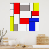 Mondriaanse stijl poster (Keuken)