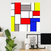 Mondriaanse stijl poster (Thuiskantoor)