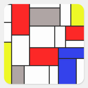 Mondriaanse stijl vierkante sticker