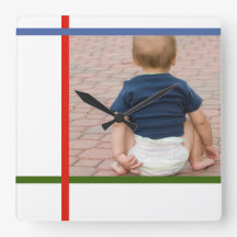 mondrian aanpasbare kleurenblok-baby muurklok