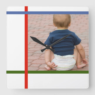 mondrian aanpasbare kleurenblok-baby muurklok vierkante klok