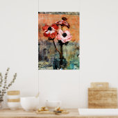 Mondrian - Anemonen in een vaas Poster (Keuken)