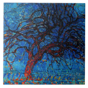 Mondrian - Avond (Avond) Rode Boom, Tegeltje