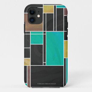 Mondrian Blauwgroen Brown Black Print iPhone 11 Hoesje