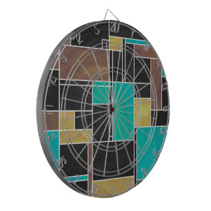 Mondrian Blauwgroen Brown Black Print Dartbord