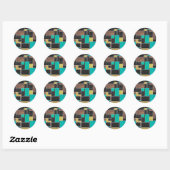 Mondrian Blauwgroen Brown Black Print Ronde Sticker (Vel)