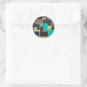 Mondrian Blauwgroen Brown Black Print Ronde Sticker (Tas)