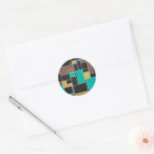 Mondrian Blauwgroen Brown Black Print Ronde Sticker (Envelop)