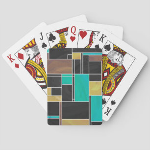 Mondrian Blauwgroen Brown Black Print Speelkaarten