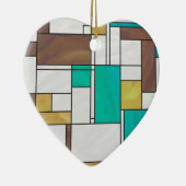 Mondrian Brown Yellow Blauwgroen Print Keramisch Ornament (Rechts)