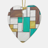 Mondrian Brown Yellow Blauwgroen Print Keramisch Ornament (Links)