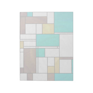 Mondrian Brown Yellow Blauwgroen Print Notitieblok