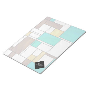 Mondrian Brown Yellow Blauwgroen Print Notitieblok