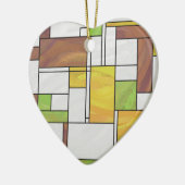 Mondrian Brown Yellow Green Print Keramisch Ornament (Links)