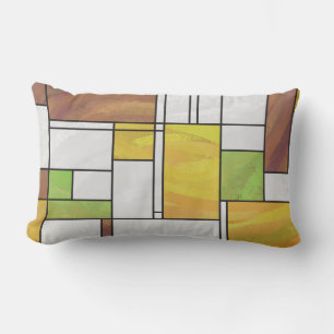 Mondrian Brown Yellow Green Print Kussen